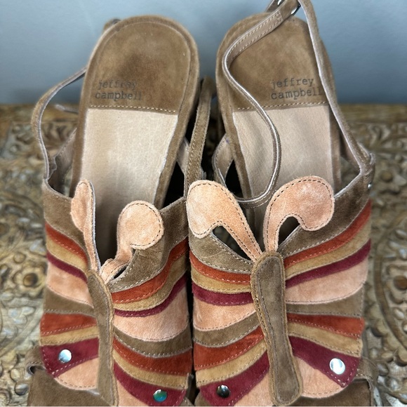 Jeffrey Campbell Monarch Platform Sandal In Sabel Burnt Suede Combo Sz 9.5 - Picture 6 of 9